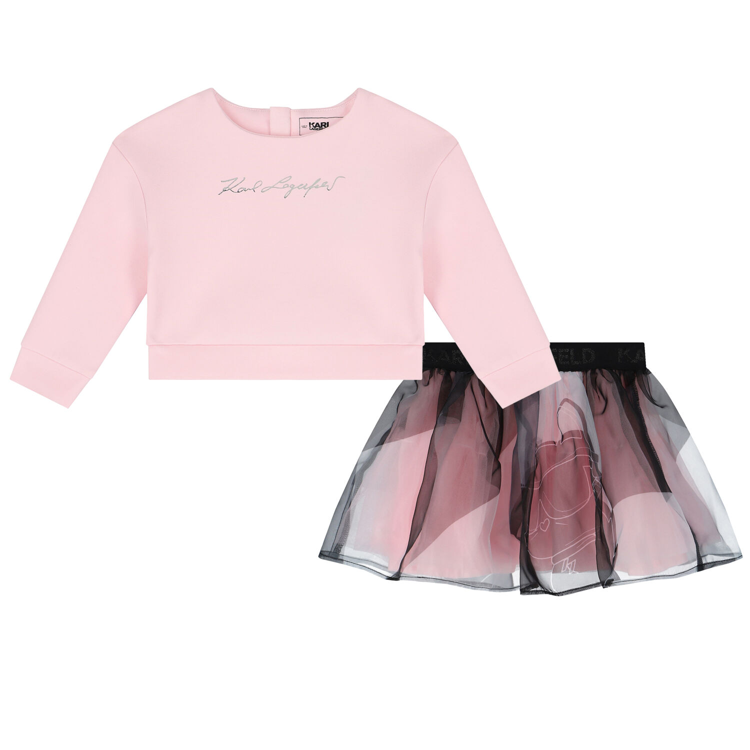 Younger Girls Pink Logo Skirt Set, 1, hi-res