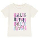 Girls Ivory Sequin Logo T-Shirt, 1, hi-res