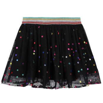 Girls Black Dots Tulle Skirt