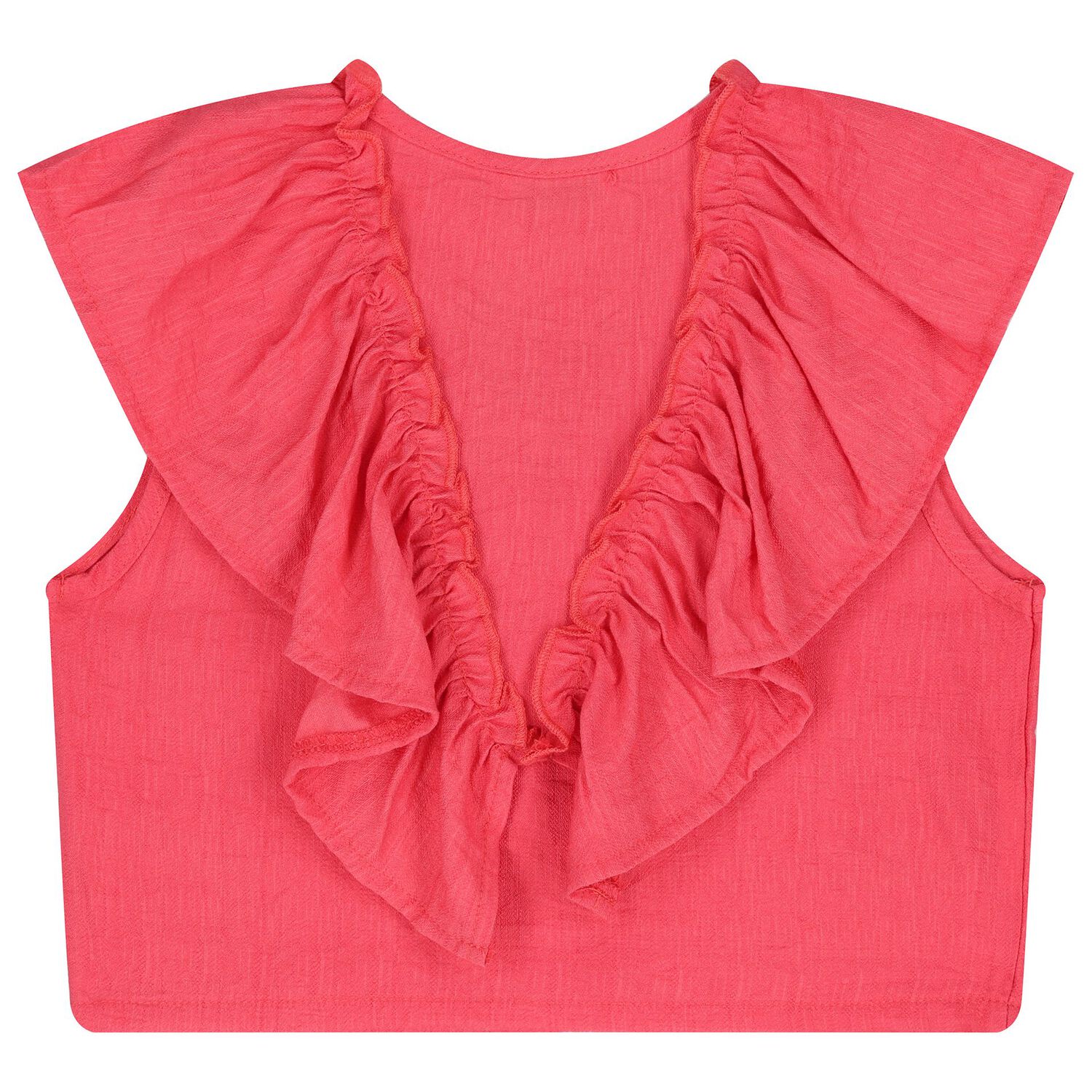 طقم شورت مكشكش للبنات باللون الأحمر , 1, hi-res