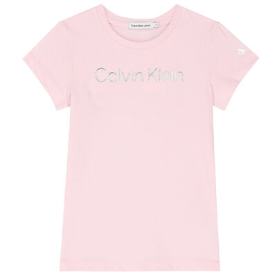Girls Pink & Silver Logo T-Shirt
