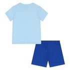 Younger Boys Blue Logo Shorts Set, 1, hi-res
