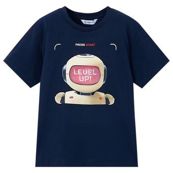 Boys Navy Blue Robot T-Shirt
