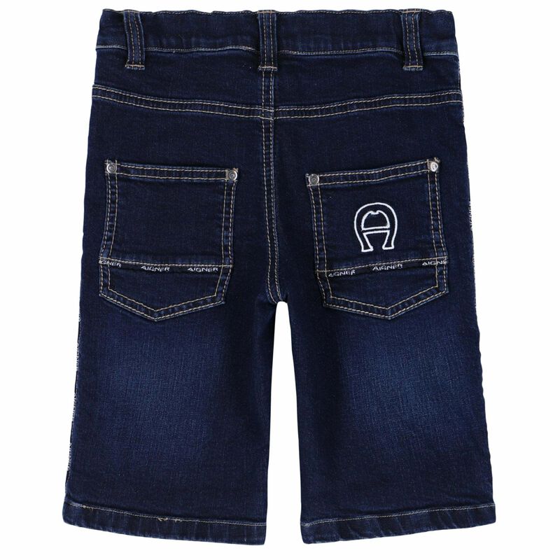 Boys Blue Denim Logo Shorts, 1, hi-res image number null