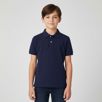 Boys Navy Cotton Polo Shirt