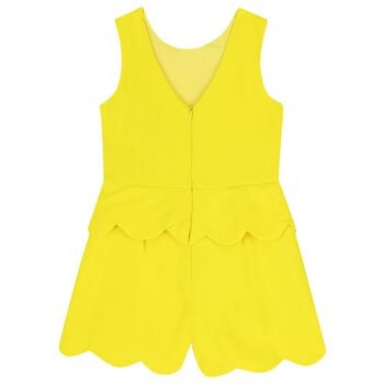 Girls Yellow 3D Flowed Crepe Playsuit