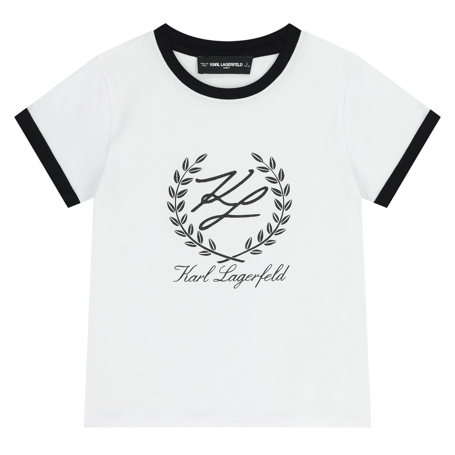 Girls White & Black Logo T-Shirt, 2, hi-res