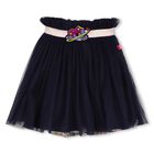 Girls Navy Blue Glitter Tulle Skirt, 1, hi-res