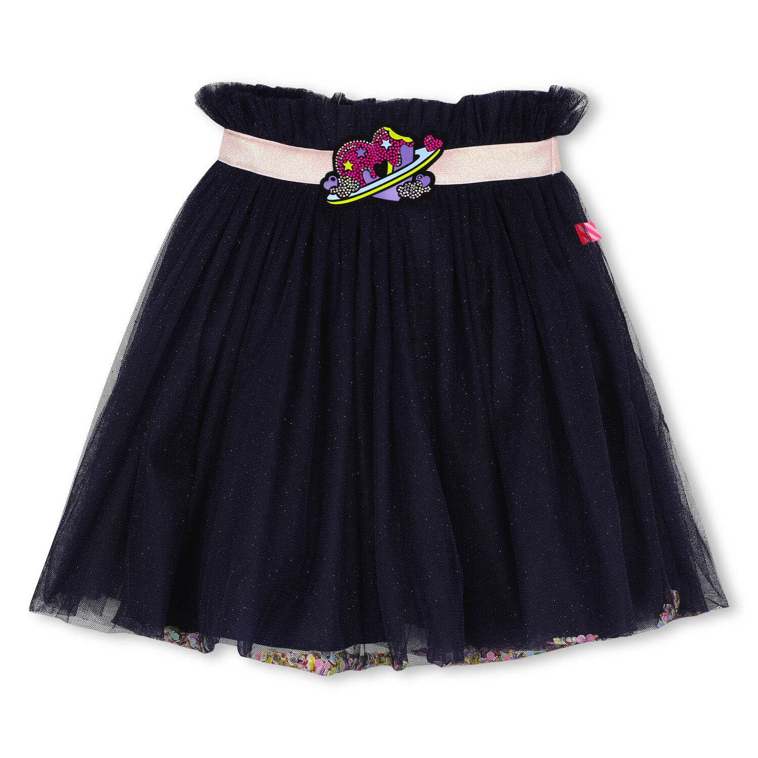 Girls Navy Blue Glitter Tulle Skirt, 1, hi-res