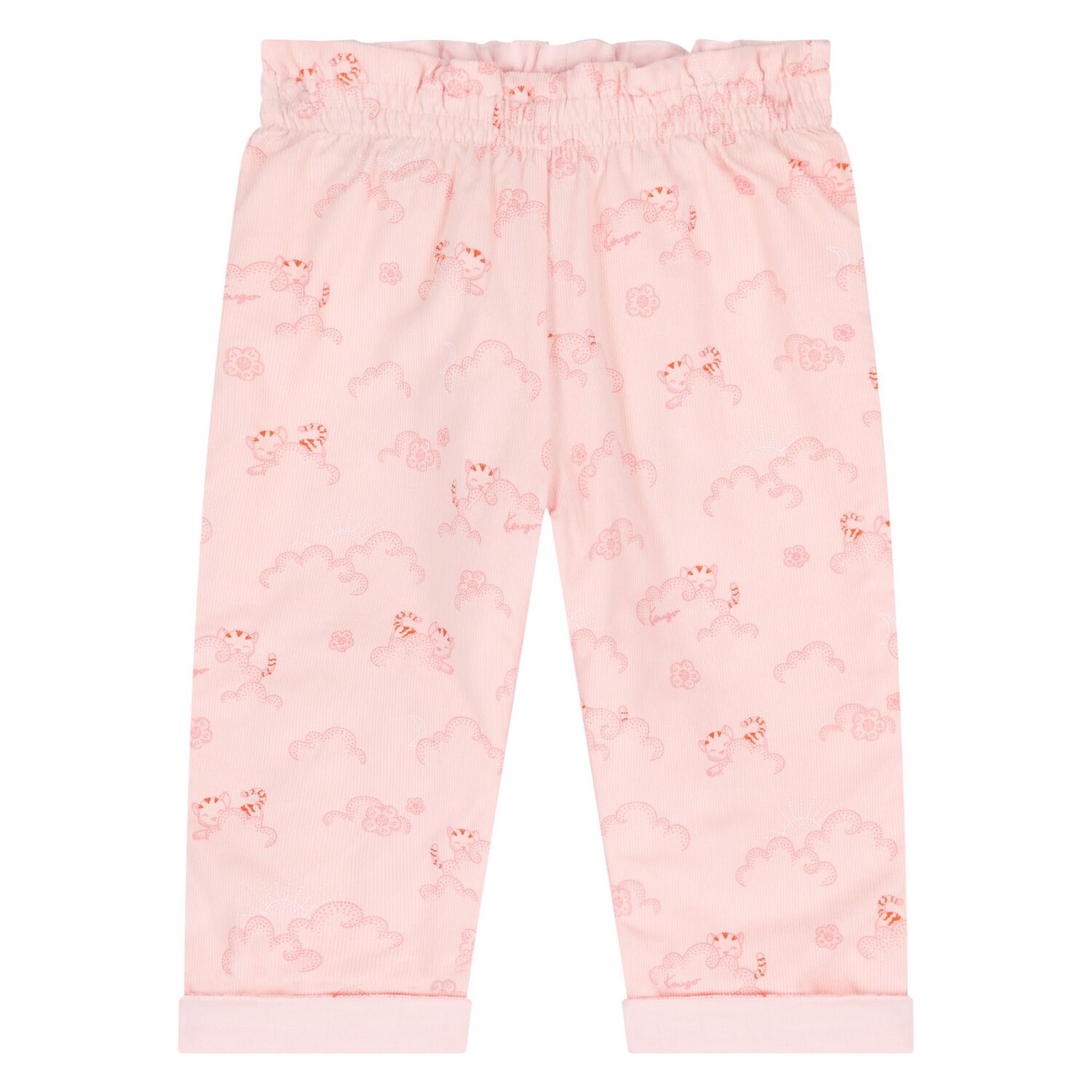 طقم بنطال بشعار النمر باللون   الوردي للفتيات , 1, hi-res