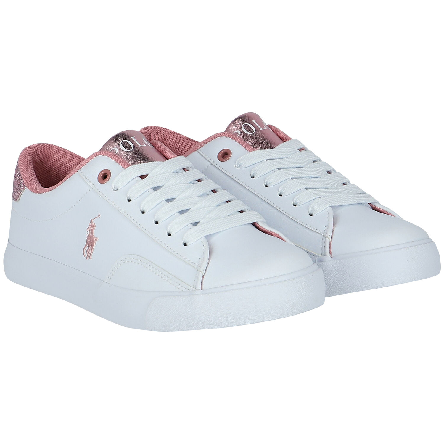 Girls White Logo Trainers, 1, hi-res