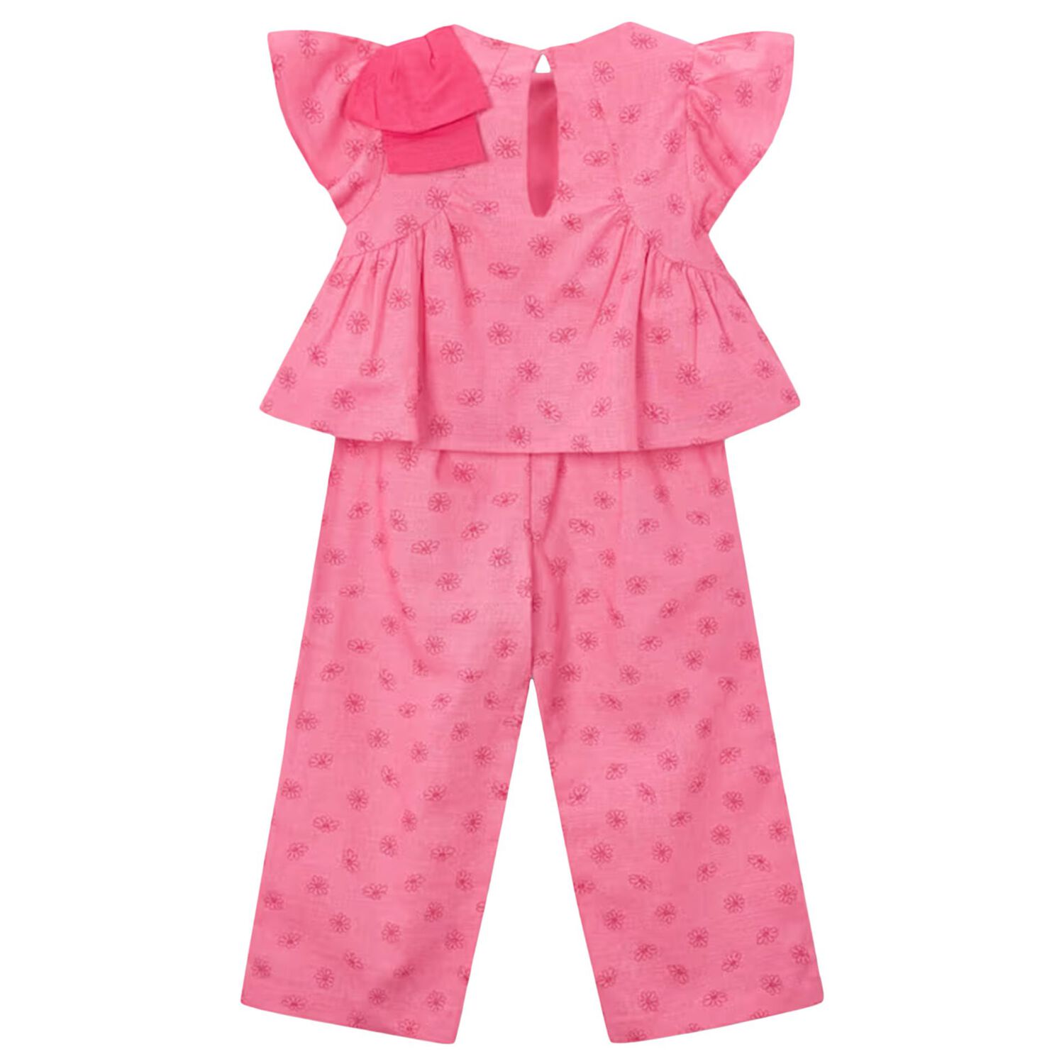 Girls Pink Floral Trousers Set, 1, hi-res