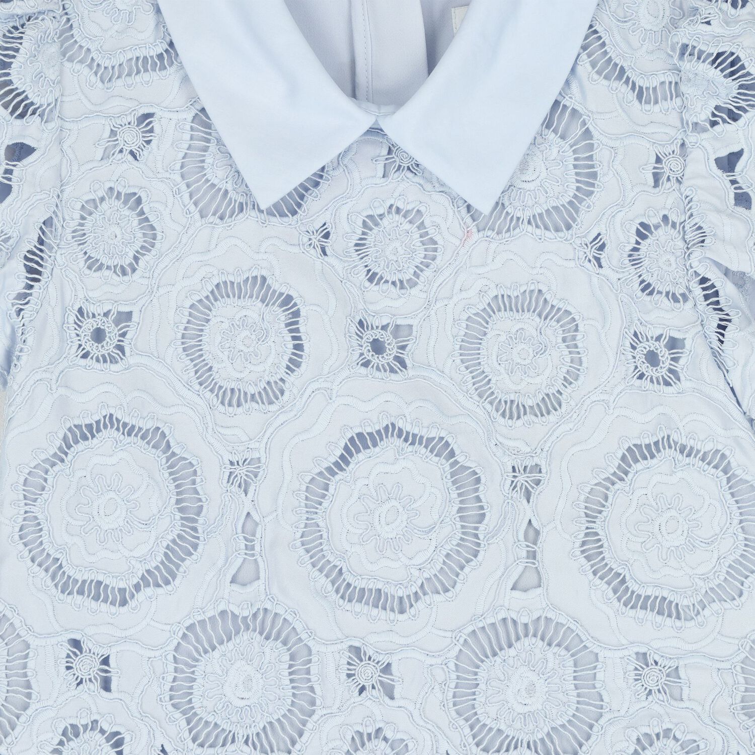 Girls Blue Flower Lace Dress, 1, hi-res