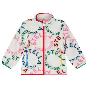 Girls Ivory Logo Sherpa Jacket