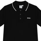 Boys Black Logo Polo Shirt, 1, hi-res