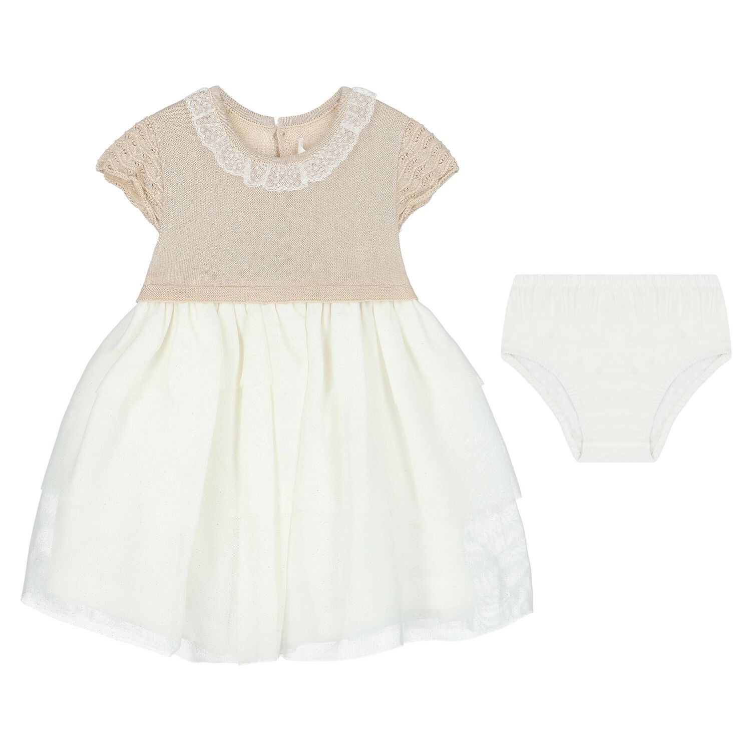 Baby Girls Beige & Ivory Dress Set, 2, hi-res image number null