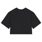 تيشيرت بنات بالشعار باللون الاسود, 1, hi-res