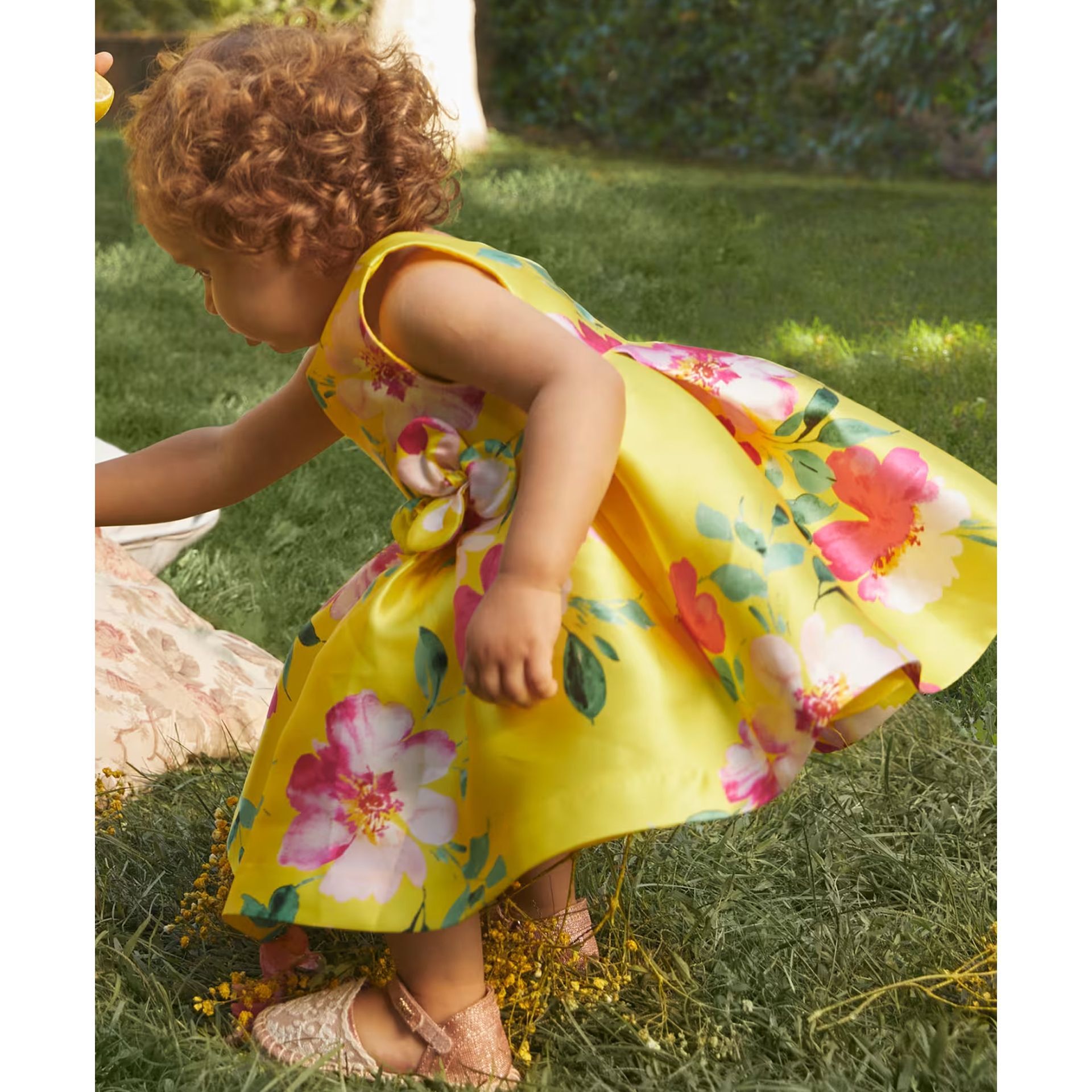 Yellow floral baby dress top