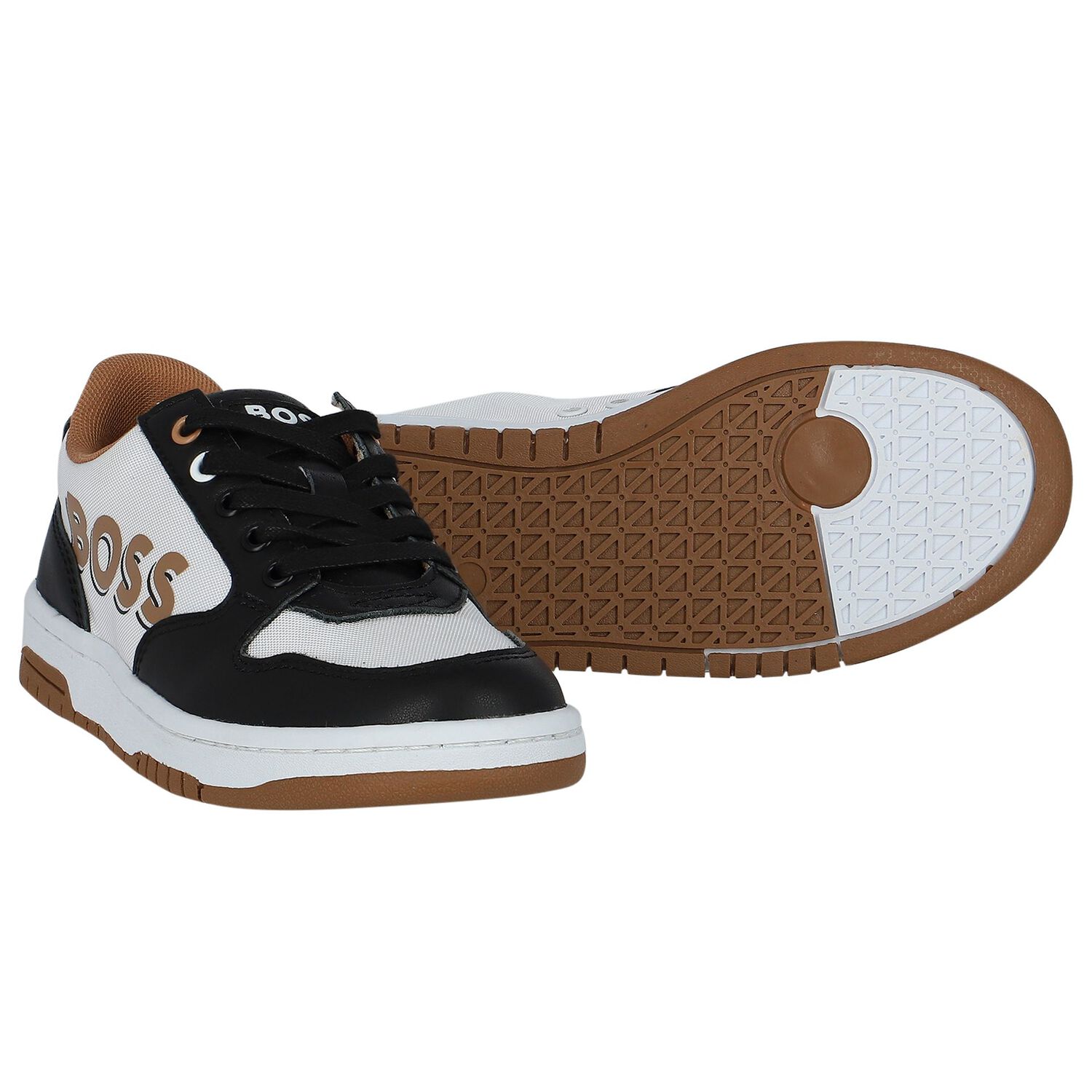 Boys Black & White Logo Trainers, 1, hi-res image number null