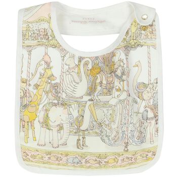 Baby Girls Ivory & Pink Carousel Bib