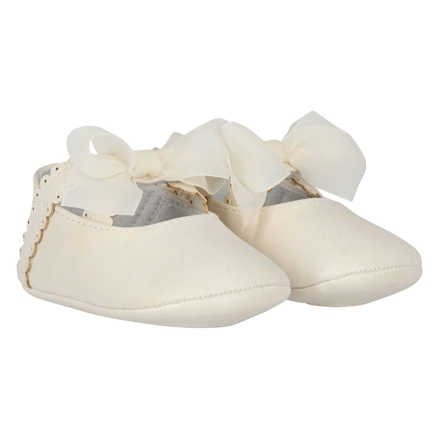 Baby Girls Ivory Bow Pre Walker Shoes, 3, hi-res