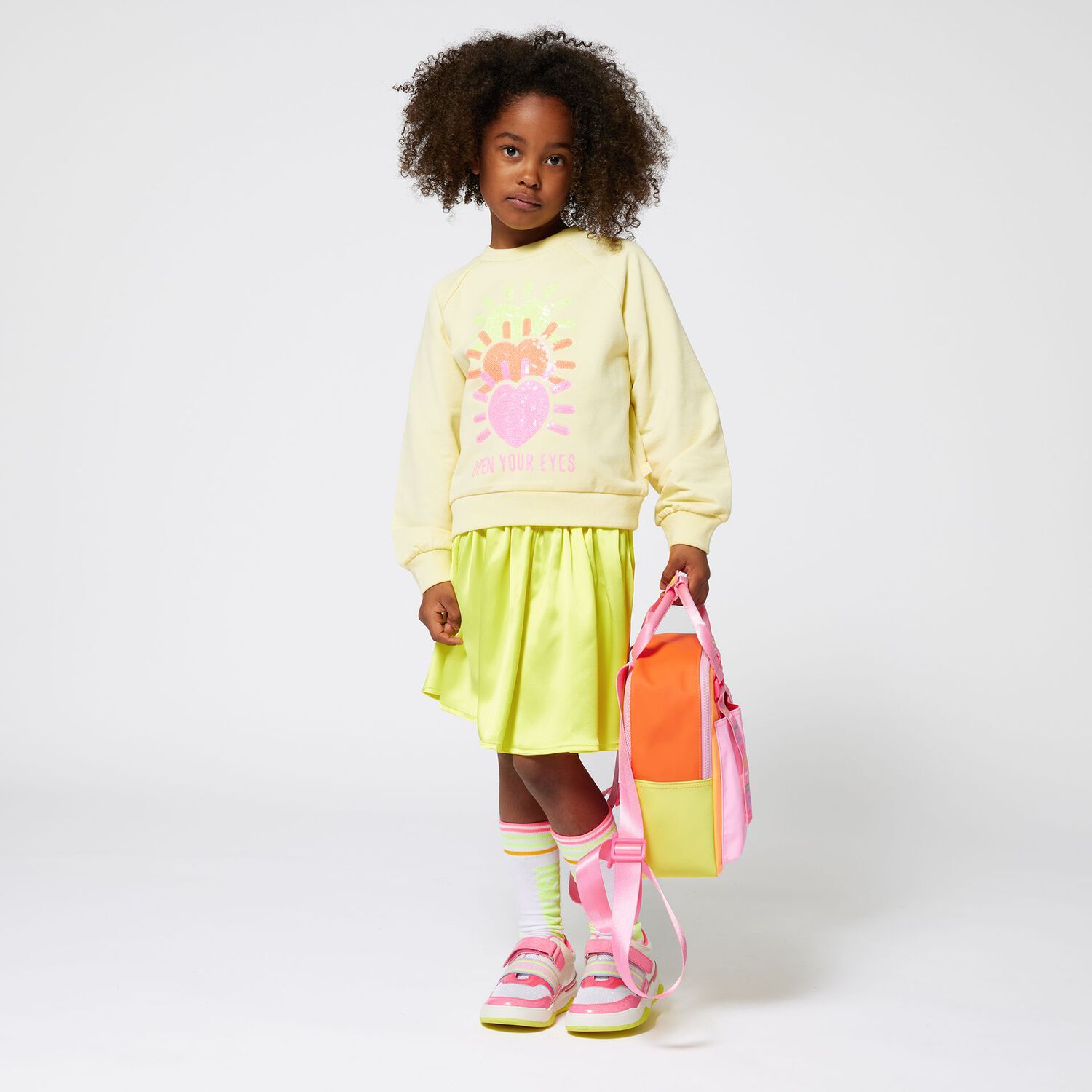 جوارب بالشعار باللون الأبيض والوردي  للبنات ( قطعتين ), 1, hi-res image number null