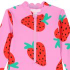Girls Pink Strawberry Swimsuit, 1, hi-res