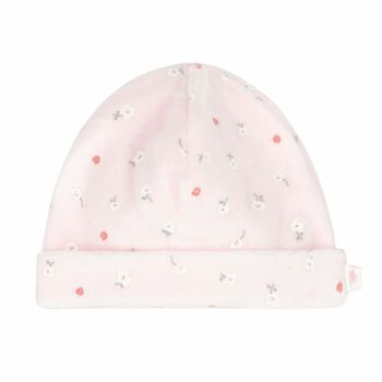 قبعة اطفال مطبعة باللون الزهرى للبنات