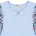 Girls Blue Floral Tulle Top, 1, hi-res