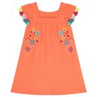 Girls Orange Floral Dress, 1, hi-res