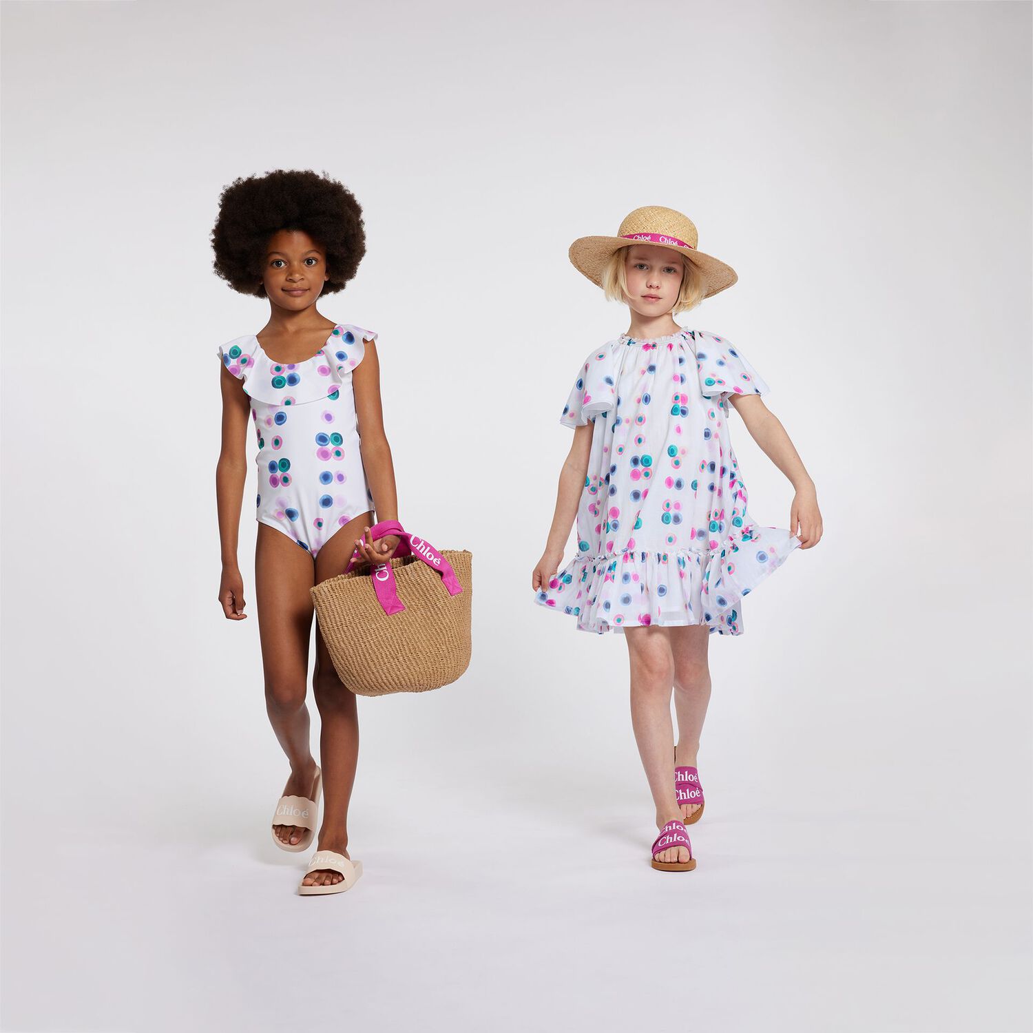 مايوه بنات مكشكش باللون الأبيض, 1, hi-res