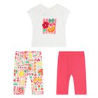 Younger Girls White & Pink Leggings Set, 1, hi-res