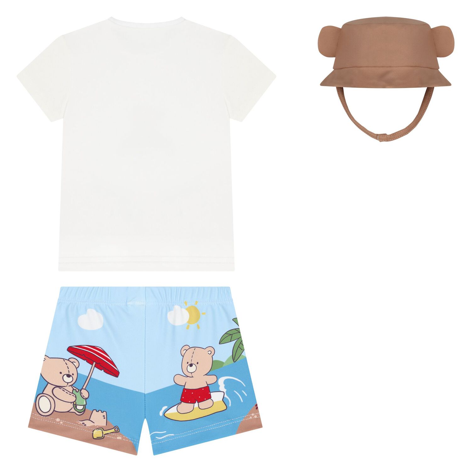 Baby Boys White, Blue & Brown Bear Swim Set, 3, hi-res image number null