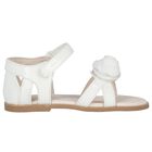 Younger Girls White Logo Flower Sandals , 1, hi-res