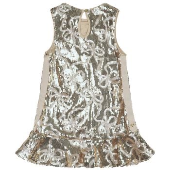 Girls Gold Sequin Bow Bonita Dress