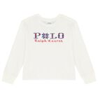 Girls White Logo Long Sleeve Top, 1, hi-res