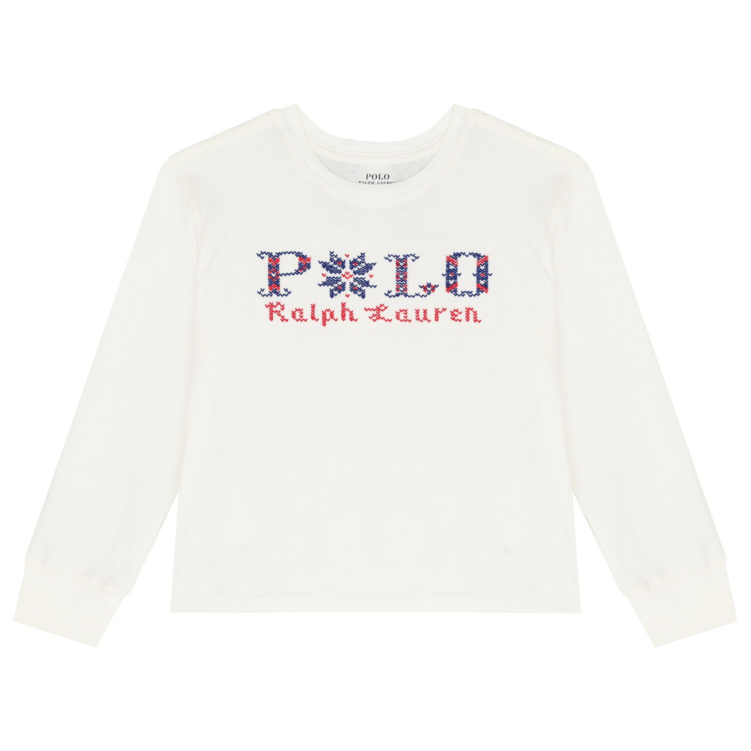 Girls White Logo Long Sleeve Top, 1, hi-res image number null