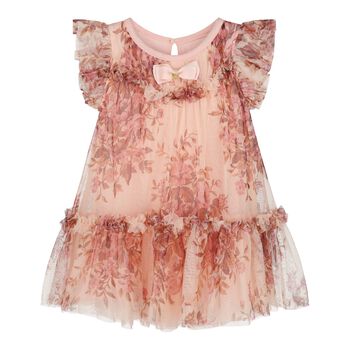 Baby Girls Pink Floral Tulle Dress 