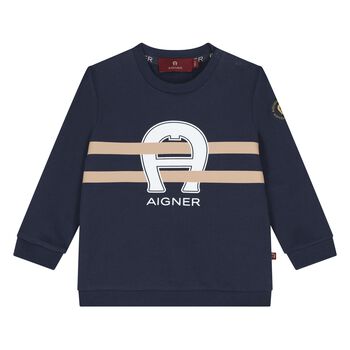 Younger Boys Navy Blue Logo Sweatshirt