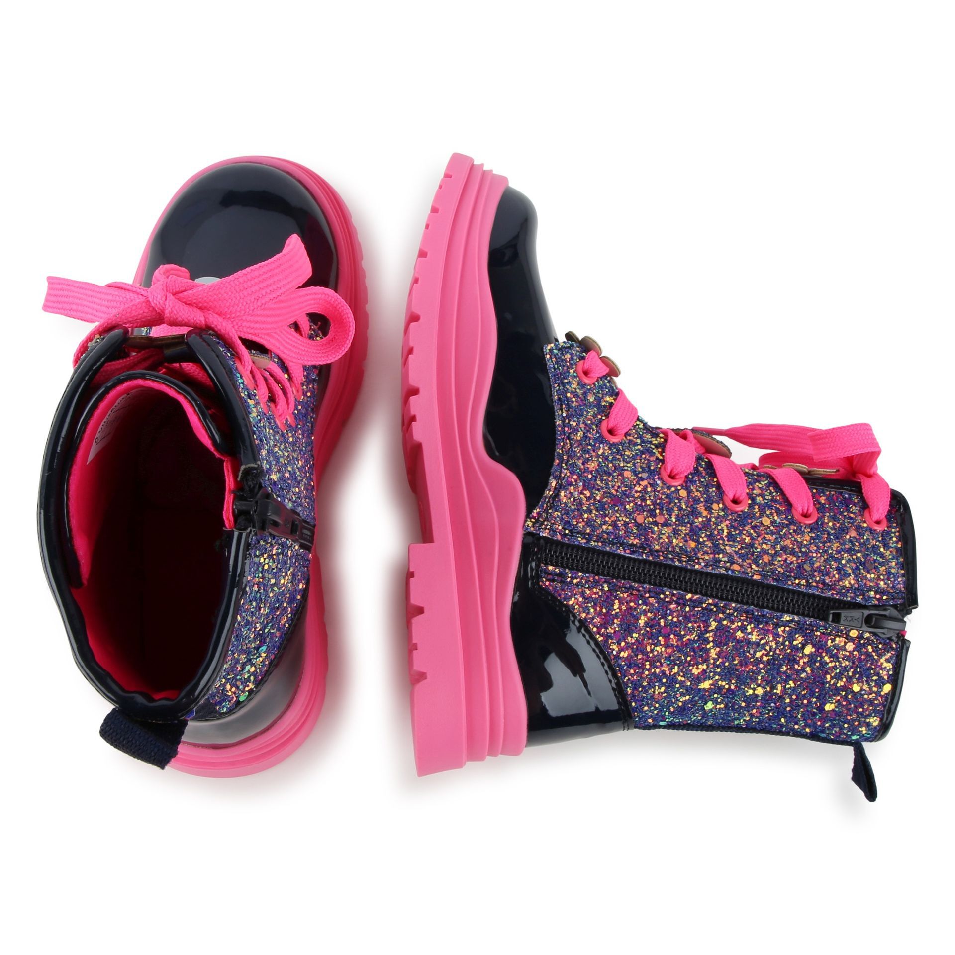 BILLIEBLUSH Girls Navy Blue Pink Glitter Boots Junior Couture UAE