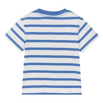Baby Boys Blue Striped Polo Bear T-Shirt
