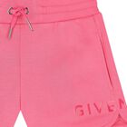 شورت بالشعار باللون الوردي للبنات, 1, hi-res