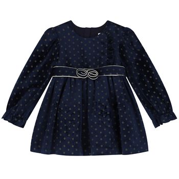 Younger Girls Navy Blue & Gold Dress