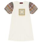 فستان بنات بالشعار باللون العاجي, 1, hi-res