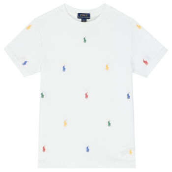 Boys White Piqué Logo T-Shirt