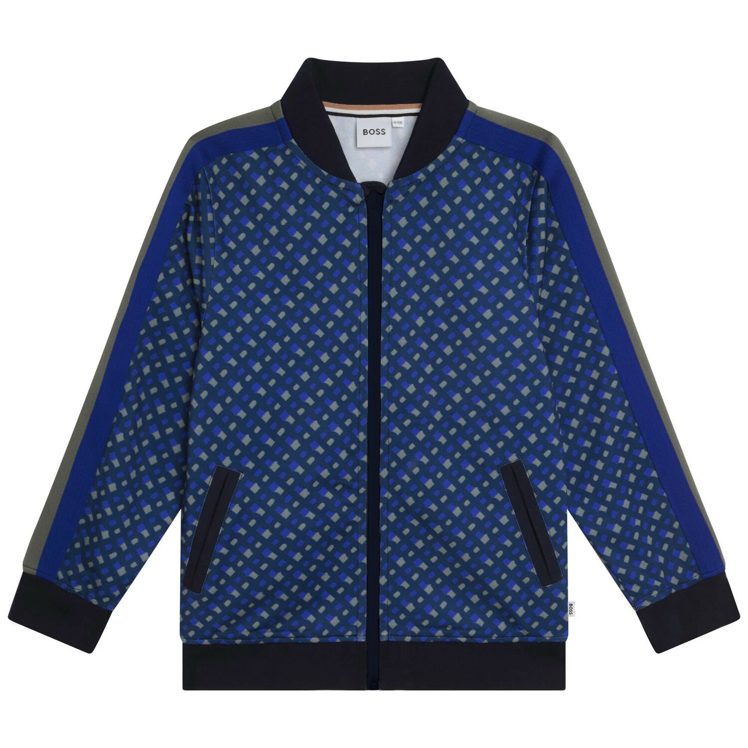 Boys Blue Monogram Logo Zip-Up Top, 1, hi-res image number null