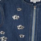 Girls Blue Denim Sequinned Floral Dress, 1, hi-res