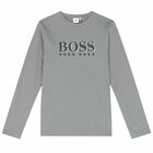 Boys Grey Logo Long Sleeve Top, 1, hi-res
