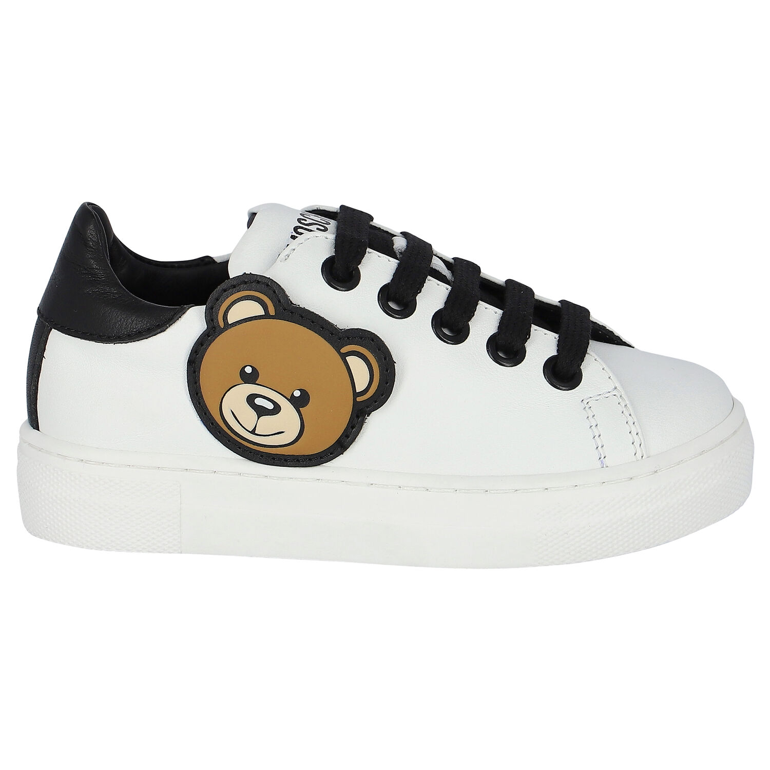 حذاء رياضى جلد بالشعار باللون الابيض, 1, hi-res