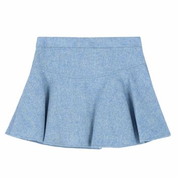 Girls Blue Embroidered Skirt